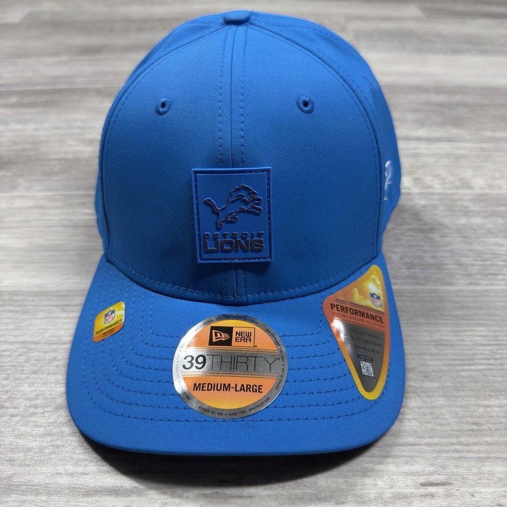 New Era Detroit Lions 2025 Sideline 39THIRTY Flex Men's Hat M/L Cap Blue New